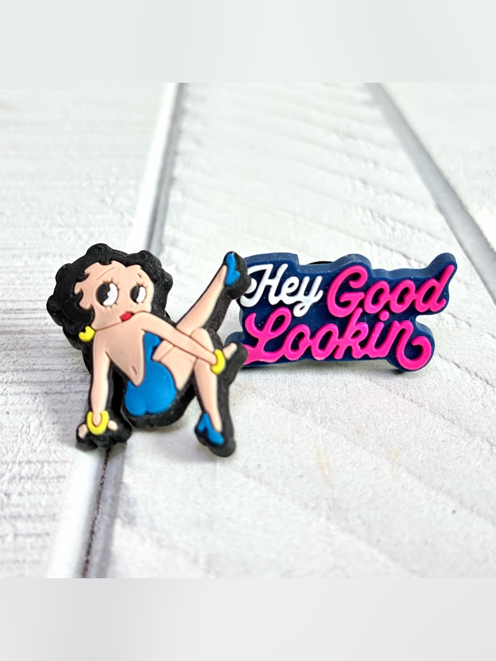 Shoe Charm Bundle Betty Boop and “Hey Good Lookin” Quote 2 Piece Accessories Set